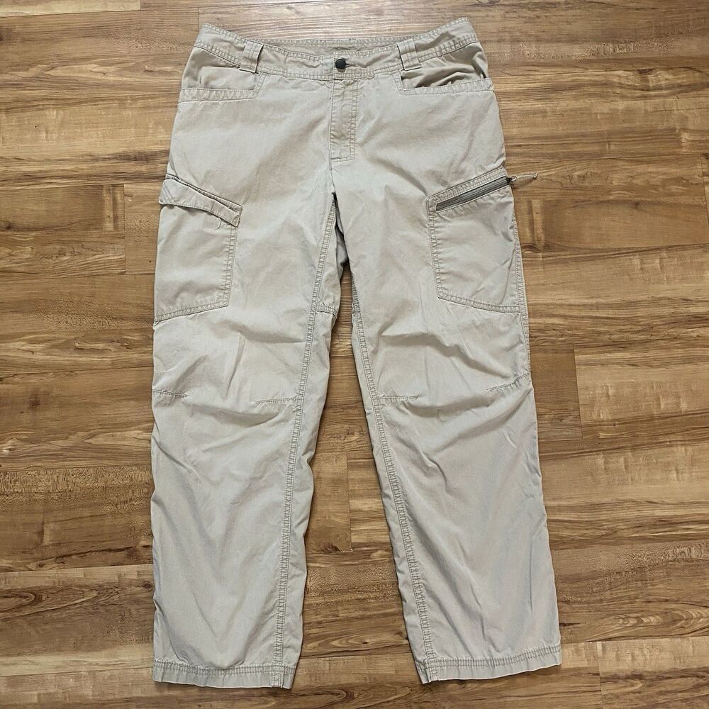 Columbia Men 36x30 Beige Omni Shade UPF Hiking Camp Outdoor Cargo Canvas Pants